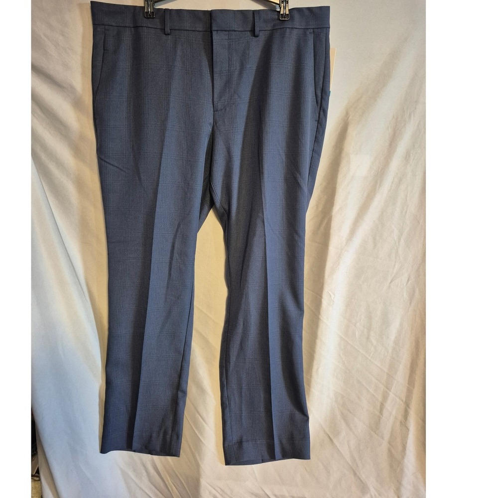 Perry Ellis Portfolio Mens Blue Nights Plaid Slim Fit Dress Pants 38x30 NWT